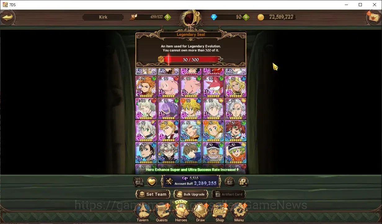The Seven Deadly Sins: Grand Cross Accounts Endgame Global|2,2M CC|3 LR 7 UR +Collab Gachia|P 1