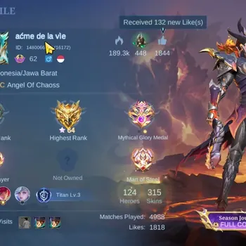Mobile Legends: Bang Bang Accounts Collector Hero 124|Skin 315|Ex Glory 64|PRIME[Granger,Claude],Collector