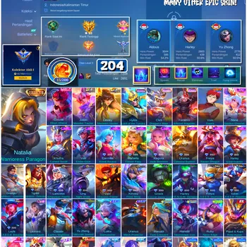 Mobile Legends: Bang Bang Accounts #4446 204 Skins | Vale Gaara (NARUTO) | Natalia Warrioress Paragon (COLLECTOR) | Carmilla