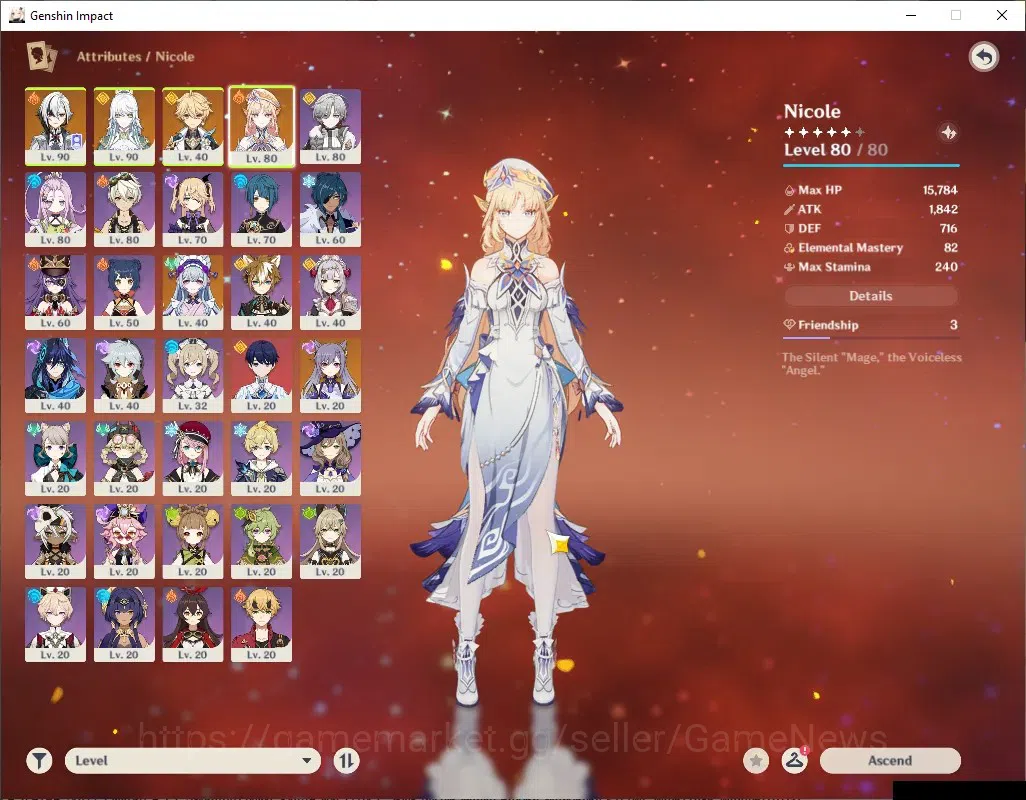 Genshin Impact Accounts ASIA|AR 55|3 Limited + 1 (*5Weap)|Nicole,Zibai,Arl image 5