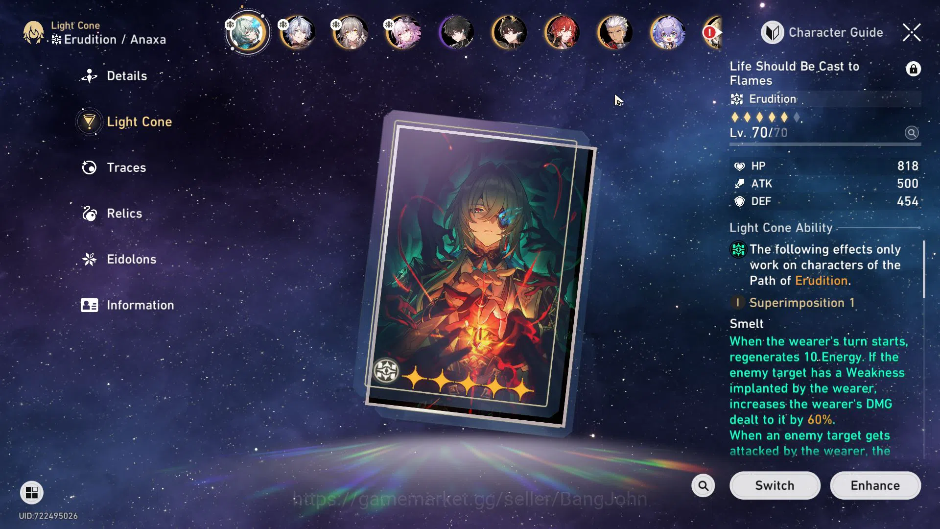 Honkai Star Rail Accounts Mid Game Europe | TL 60 | Anaxa + Sign | Himeko E1 | Phainon | Evernight | Dan Heng PT | Bailu 3