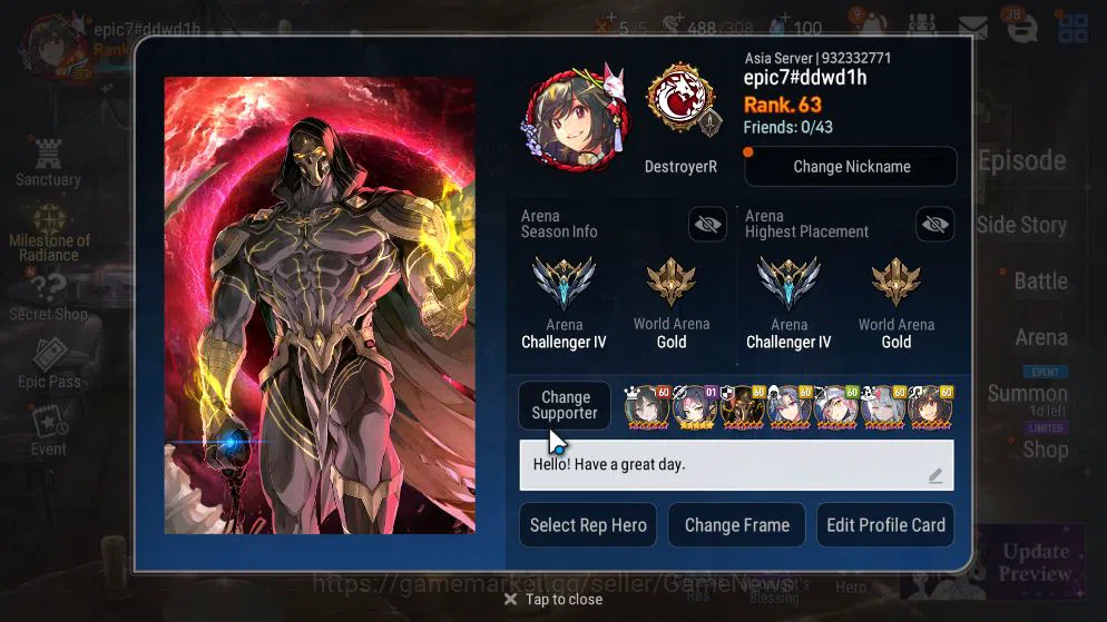 Epic Seven Mid-Tier [ASIA+GLOBAL] Unverif|10 ML(Notos,NM Luna,Belian,E image 1