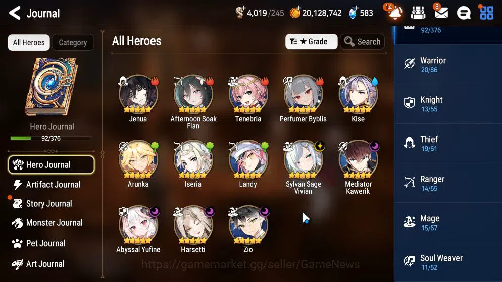 Epic Seven Accounts Mid-Tier [ASIA+GLOBAL] Unverif|10 ML(Notos,NM Luna,Belian,Etc)+Rinak,TA Coli,Setsuka,AS 14