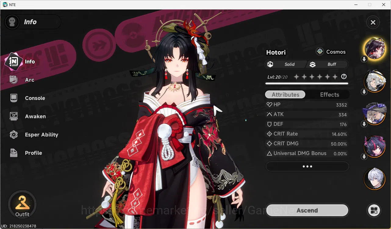 Neverness to Everness Accounts GLOBAL SEA|HL 8|5 SSR 2 Limit[Shinku,Hotori,Sakiri,Hathor,Jiuyuan A1,]2 Gilder Limit|6 SR|3S 2