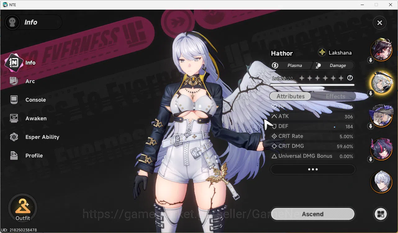 Neverness to Everness Accounts GLOBAL SEA|HL 8|5 SSR 2 Limit[Shinku,Hotori,Sakiri,Hathor,Jiuyuan A1,]2 Gilder Limit|6 SR|3S 3