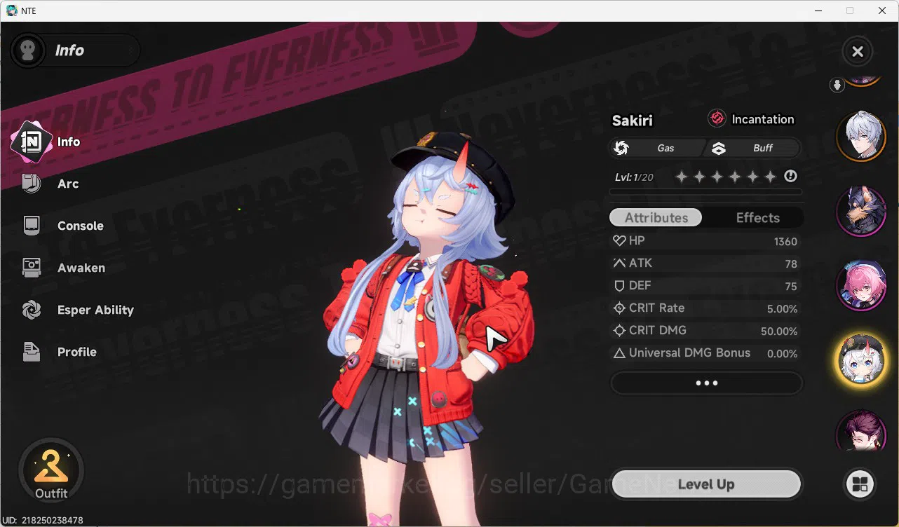 Neverness to Everness Accounts GLOBAL SEA|HL 8|5 SSR 2 Limit[Shinku,Hotori,Sakiri,Hathor,Jiuyuan A1,]2 Gilder Limit|6 SR|3S 7