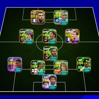 eFootball Accounts Legends & Iconic Players 3252+ Team U Mbappe 103 I Griezmann 105 I Rui Costa 106 I Puyol 107 I Cafu 104 i