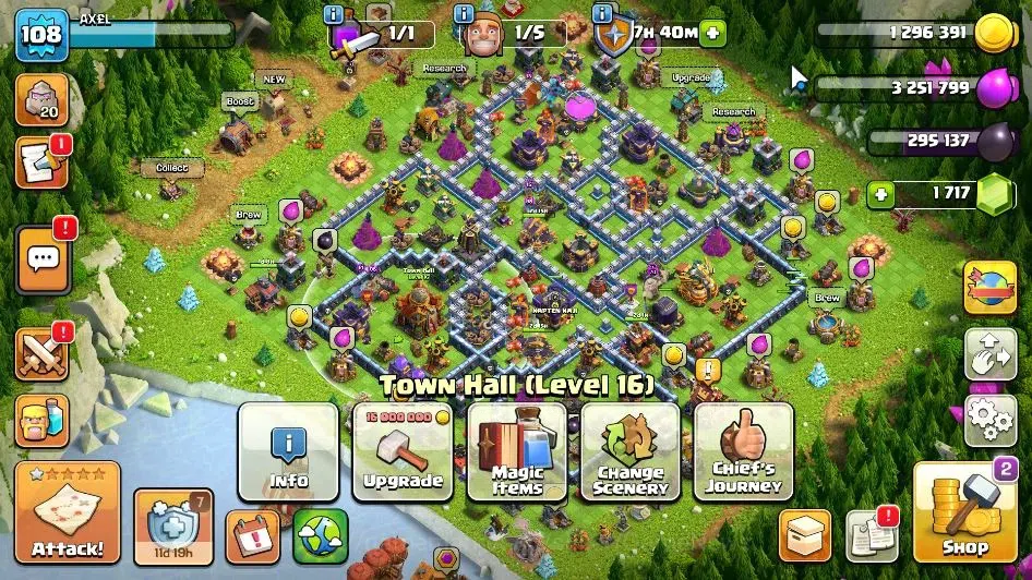 Clash of Clans Accounts LV 108|TH 16-BH 9|HH 9|Limited Skin|BK 30,AQ 47,GW image 1