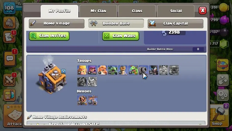 Clash of Clans Accounts LV 108|TH 16-BH 9|HH 9|Limited Skin|BK 30,AQ 47,GW image 5