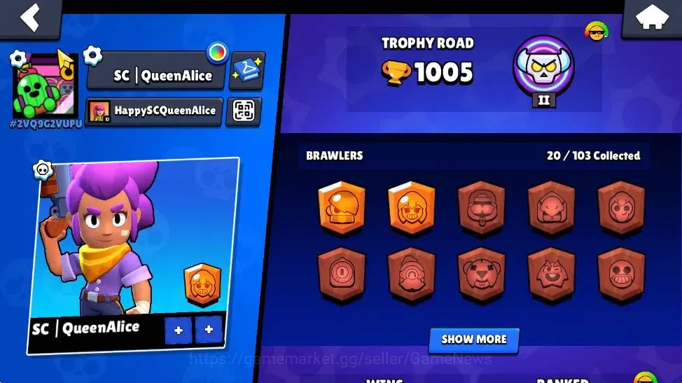 Brawl Stars Accounts 1005 Trophy | 20 Brawler 3 Max Lvl [Shelly,Penny,B image 2