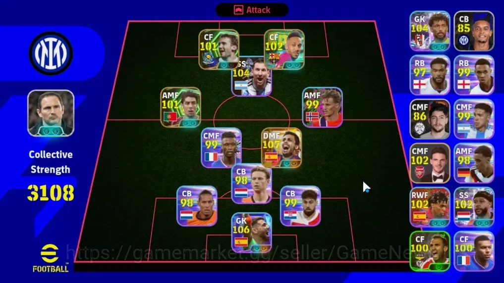 eFootball Accounts Legends & Iconic Players Android|Power 3108|Big Time Rodri|7 Show Time Unai Simon,Lionel Messi,Vozinha|3 1
