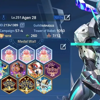 Mobile Legends: Adventure Accounts Global 70xx|Lv.251|181m Power|Camp 57-4|Vip 10|1 Nexus [Wanwan]|40 Awaken|2 UR|3 Epic