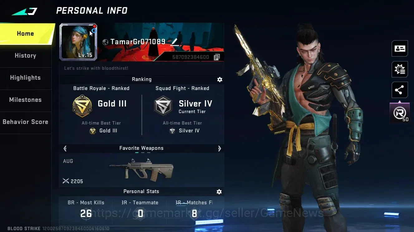 Blood Strike Accounts ASIA|ETERNAL AUG-Empyrean Lv2 | Legendary [KAG6,M4 image 2