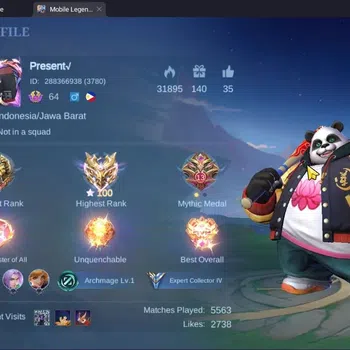 Mobile Legends: Bang Bang Accounts Collector Global|Skin 157|Expert|Lightborn Harlith|VENOM Harley,Gusion|DT Valir