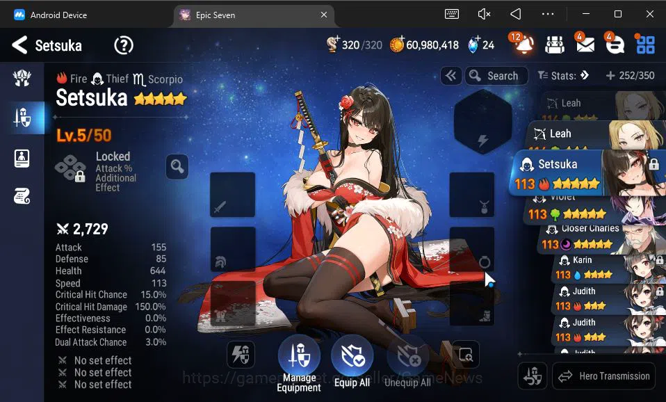 Epic Seven Accounts GBL UNVERIF|12 ML(LOT Scales,DK Sharun,Zio,Etc)+Se image 2
