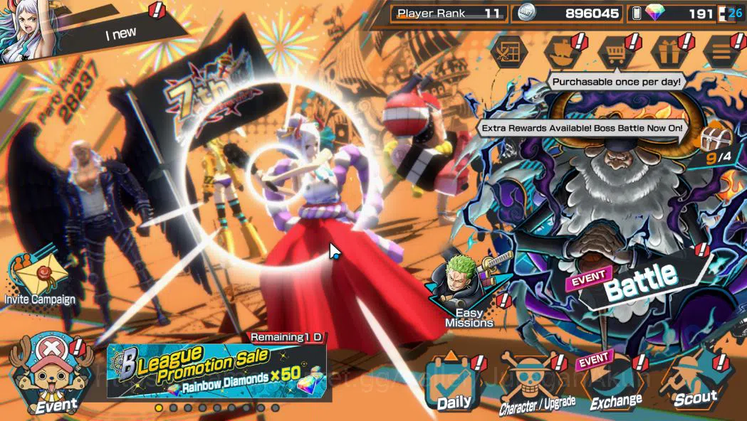 Global|2 EX META|Charlotte Linlin,Kaido's Son Yamato|Rank11|Log Bandai||Check SS(OPBR735) One Piece Bounty Rush Mid-Tier Global|2 EX META|Charlotte Linlin,Kaido's Son Yama image 1