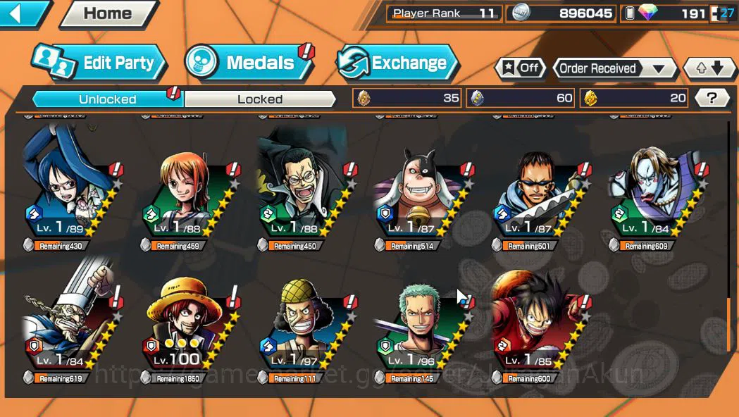 One Piece Bounty Rush Accounts Mid-Tier Global|2 EX META|Charlotte Linlin,Kaido's Son Yamato|Rank11|Log Bandai||Check 10