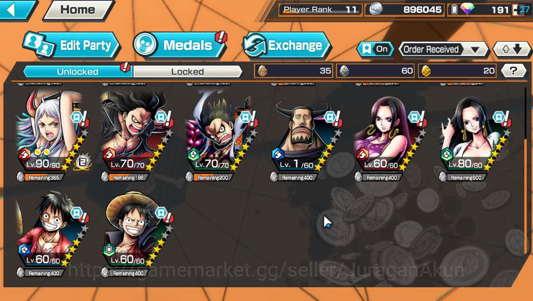One Piece Bounty Rush Accounts Mid-Tier Global|2 EX META|Charlotte Linlin,Kaido's Son Yamato|Rank11|Log Bandai||Check 4