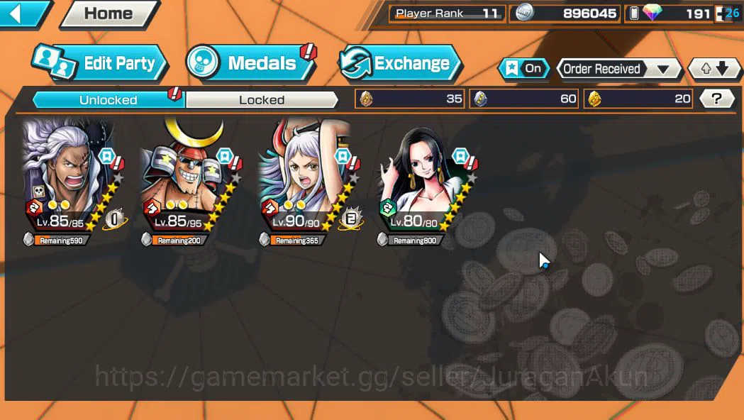 One Piece Bounty Rush Accounts Mid-Tier Global|2 EX META|Charlotte Linlin,Kaido's Son Yamato|Rank11|Log Bandai||Check 5
