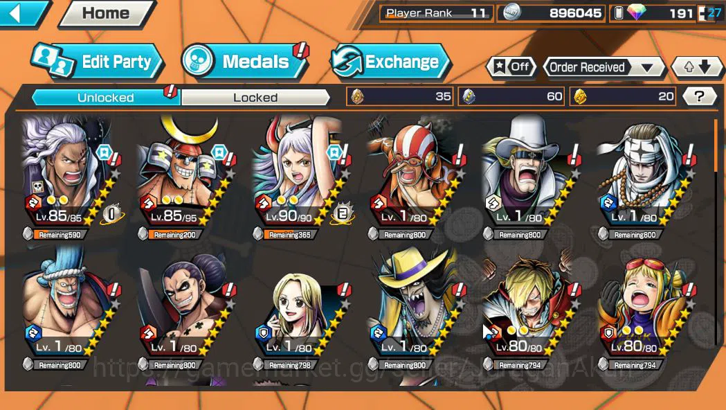 One Piece Bounty Rush Accounts Mid-Tier Global|2 EX META|Charlotte Linlin,Kaido's Son Yamato|Rank11|Log Bandai||Check 6