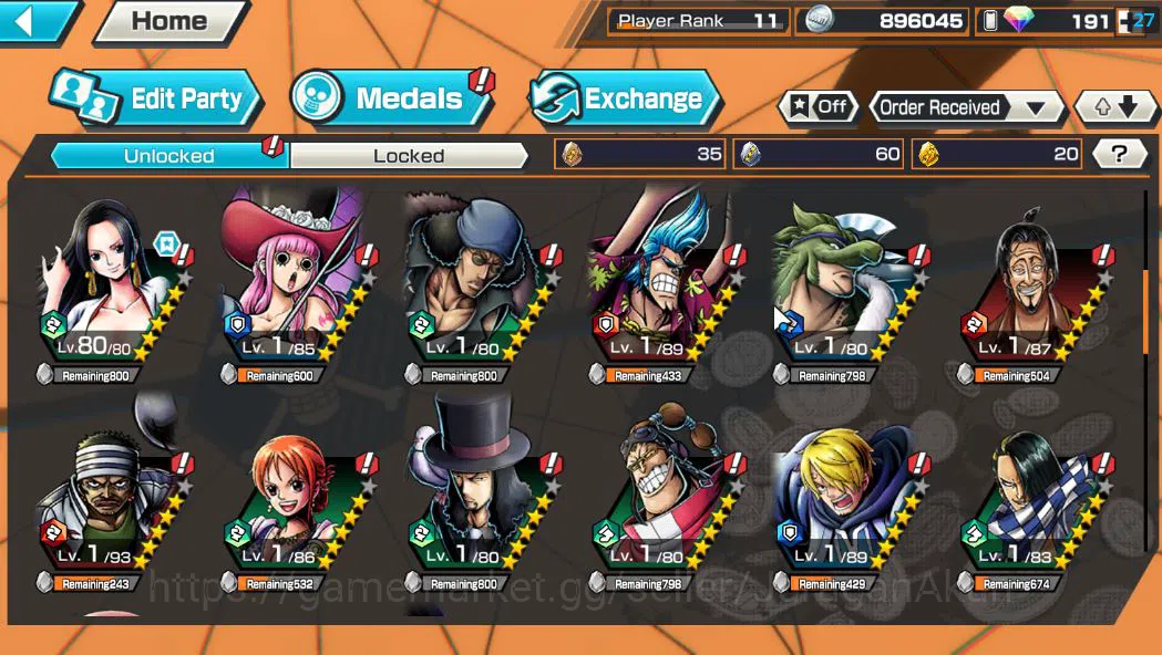 One Piece Bounty Rush Accounts Mid-Tier Global|2 EX META|Charlotte Linlin,Kaido's Son Yamato|Rank11|Log Bandai||Check 7