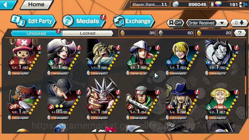 One Piece Bounty Rush Accounts Mid-Tier Global|2 EX META|Charlotte Linlin,Kaido's Son Yamato|Rank11|Log Bandai||Check 8