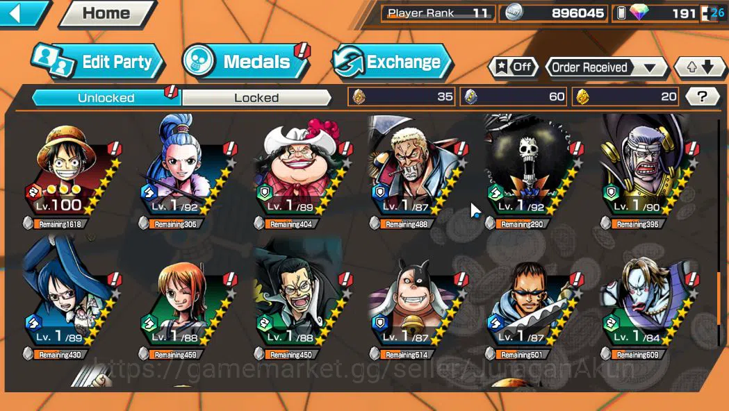 One Piece Bounty Rush Accounts Mid-Tier Global|2 EX META|Charlotte Linlin,Kaido's Son Yamato|Rank11|Log Bandai||Check 9