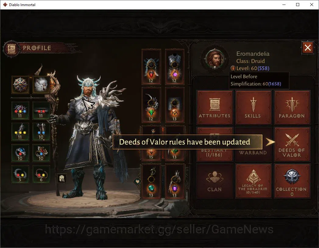 Diablo Immortal Accounts SEA - Izual|Lv60(558)|Druid|36k CR|Reso 510|Parago image 3