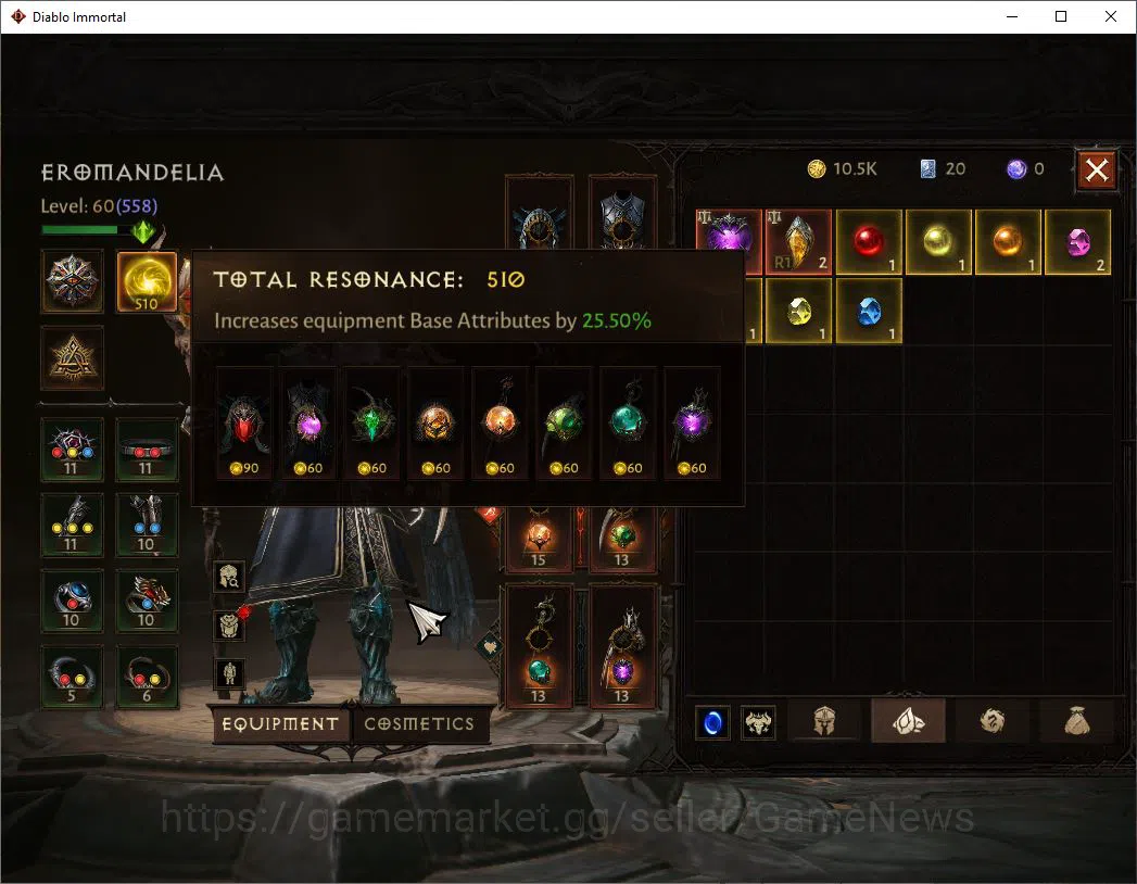 Diablo Immortal Accounts SEA - Izual|Lv60(558)|Druid|36k CR|Reso 510|Parago image 6