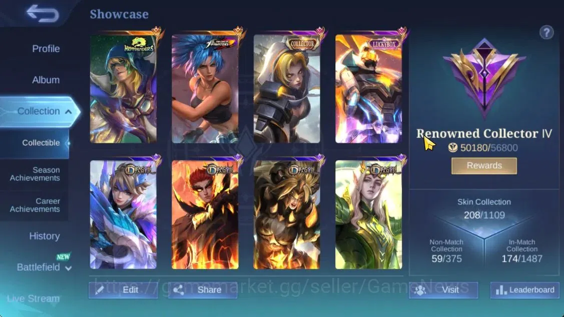 Mobile Legends: Bang Bang Accounts Hero 100|Skin 208|Mistbender Aldous,KOF Karina,Lbo image 3