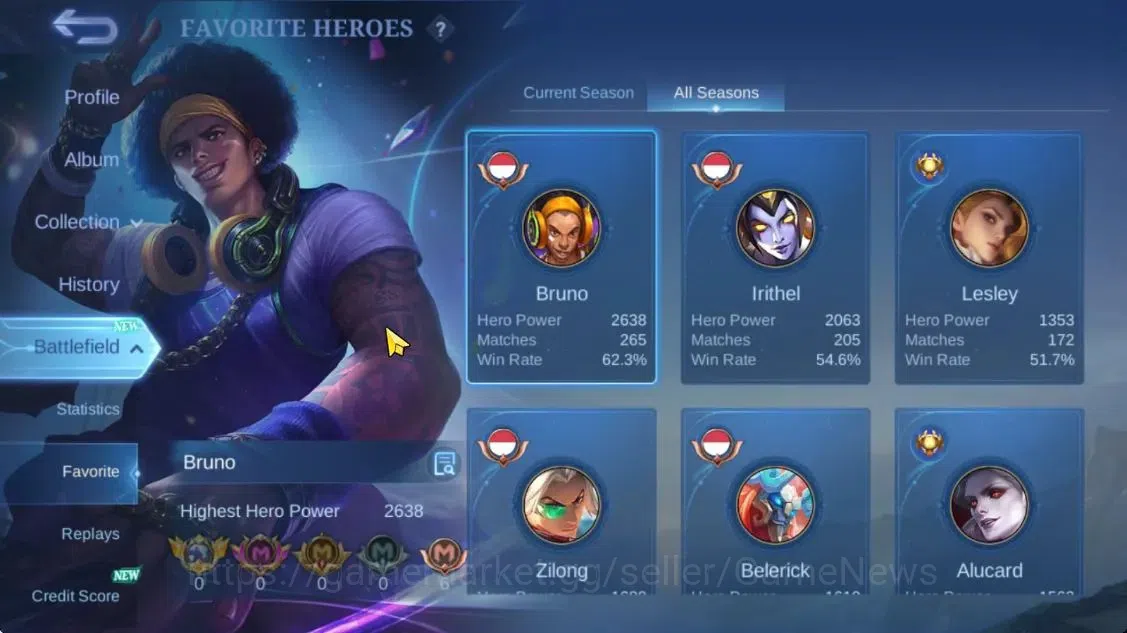 Mobile Legends: Bang Bang Accounts Hero 100|Skin 208|Mistbender Aldous,KOF Karina,Lbo image 4