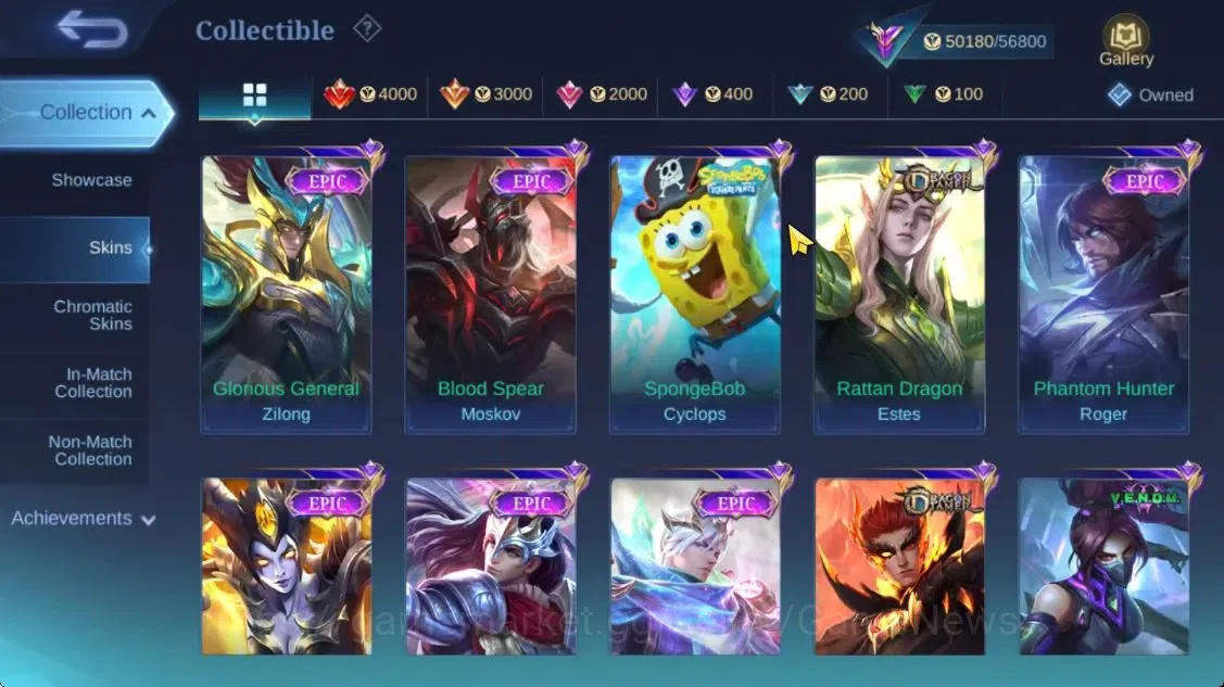 Mobile Legends: Bang Bang Accounts Hero 100|Skin 208|Mistbender Aldous,KOF Karina,Lbo image 8