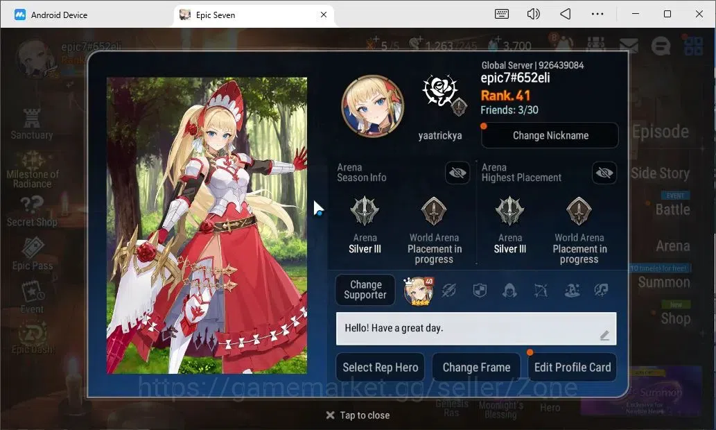 Epic Seven Accounts High-End Global Unverif|6ML (Straze, RnL, RoL, Harsetti, Solitaria Etc.)+E.A.Fumyr,Landy,Estelle,TA 16