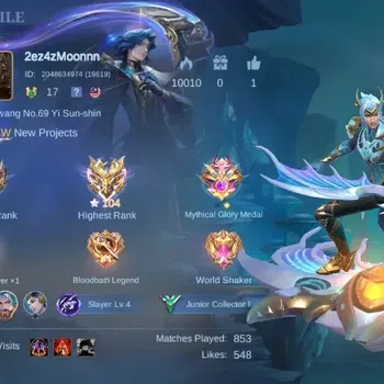 Mobile Legends: Bang Bang Accounts Others Global|Skin 57|Junior|HR IMO 104|Epic Yi Sun-Shin+Valir,Spesial
