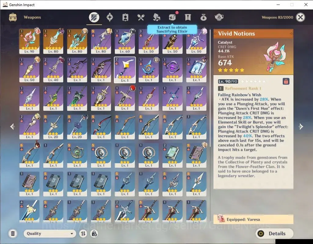 Genshin Impact Accounts Asia|AR 53|2 Limited+3(*5Weapon)|(Varka,Varesa)+Si image 5