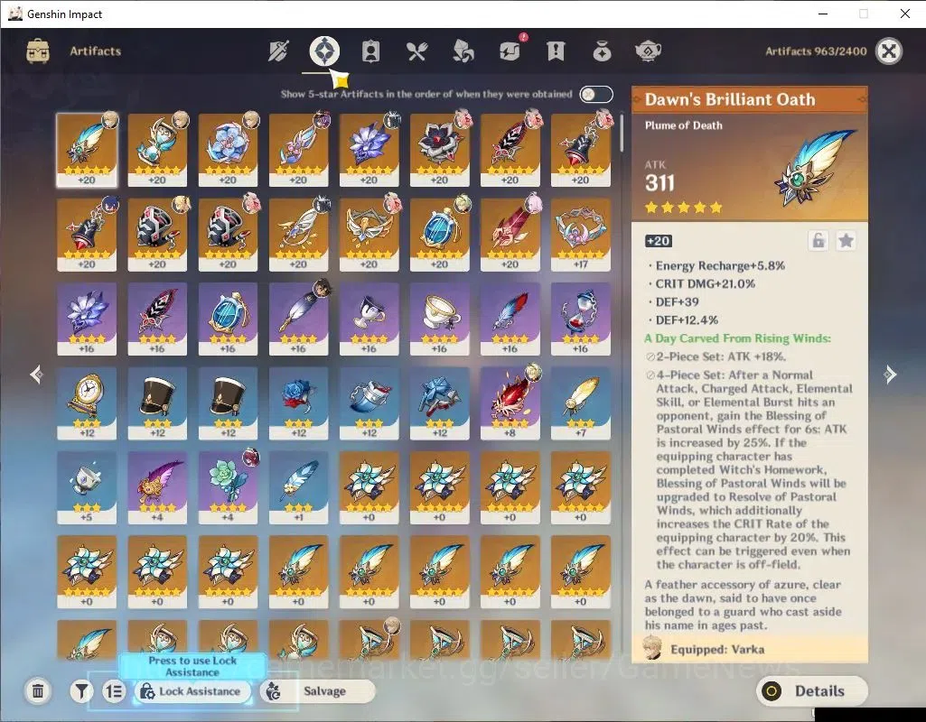 Genshin Impact Accounts Asia|AR 53|2 Limited+3(*5Weapon)|(Varka,Varesa)+Si image 6