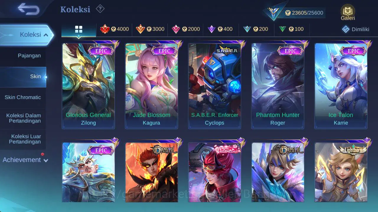 Mobile Legends: Bang Bang Accounts Skin 109, Hero 67, CC nata, epic karrie, Valentine image 10