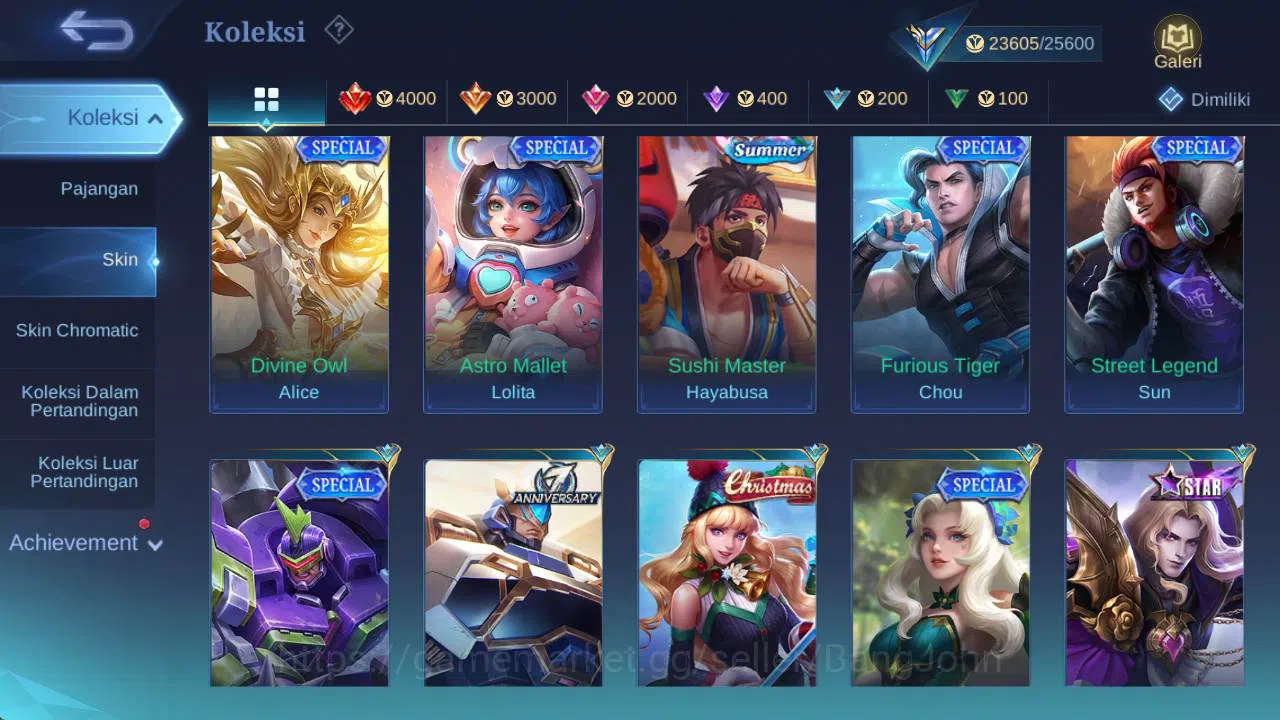 Mobile Legends: Bang Bang Accounts Skin 109, Hero 67, CC nata, epic karrie, Valentine image 8