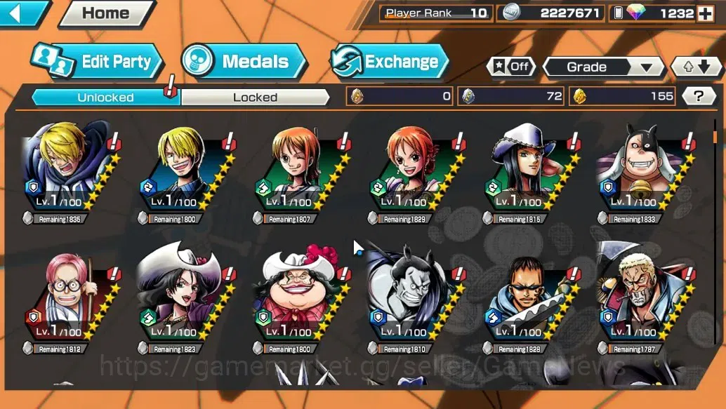 One Piece Bounty Rush Accounts Global |4 EX |Legendary Hero Garp, Flame Emperor S image 11