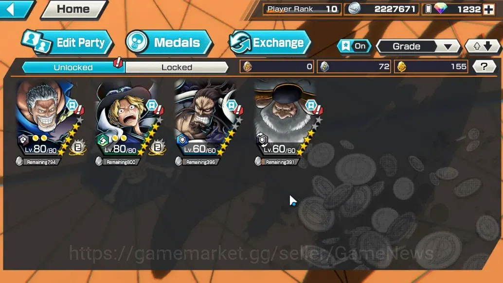 One Piece Bounty Rush Accounts Global |4 EX |Legendary Hero Garp, Flame Emperor S image 5