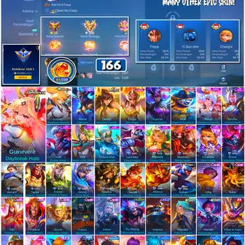 Mobile Legends: Bang Bang Accounts #4595 166 Skins | Guinevere Daybreak Halo (ASPIRANTS) | Chang'e Vine Cradle (EPIC