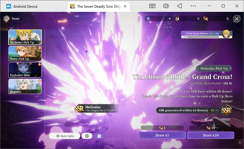 The Seven Deadly Sins: Origin Accounts EUROPE | Lv2 FreshStory | 3 SSR Meliodas, Elaine, Guila + SSR Selector Ticked and 7 9