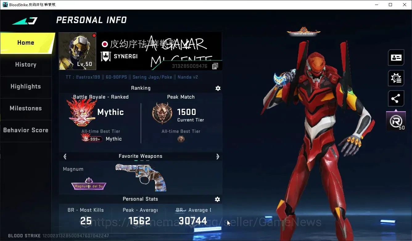 Blood Strike Accounts ASIA|ETERNAL DeAgle+MELEE TalonKnife,Collab ENZO K image 2