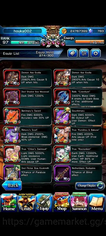 Grand Summoners Accounts Global|Rank 97|783 cc|13 Ascend+6 TW|Houka Inumuta image 11