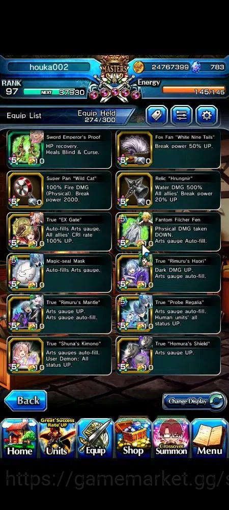 Grand Summoners Accounts Global|Rank 97|783 cc|13 Ascend+6 TW|Houka Inumuta image 14