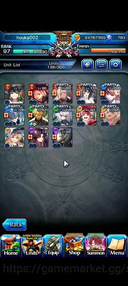 Grand Summoners Accounts Global|Rank 97|783 cc|13 Ascend+6 TW|Houka Inumuta image 4