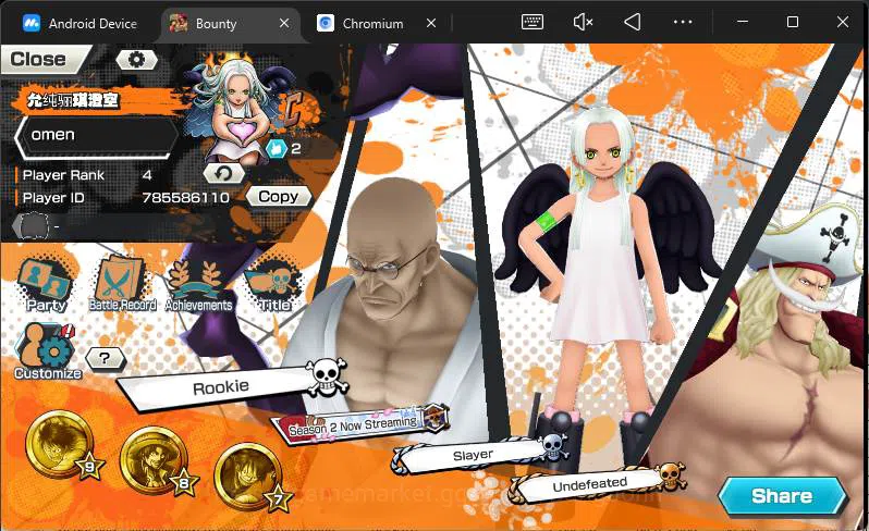 One Piece Bounty Rush Accounts GLOBAL| EX 5| PR 4|T5E Nusjuro,SS-Snake,FR Shanks, image 2