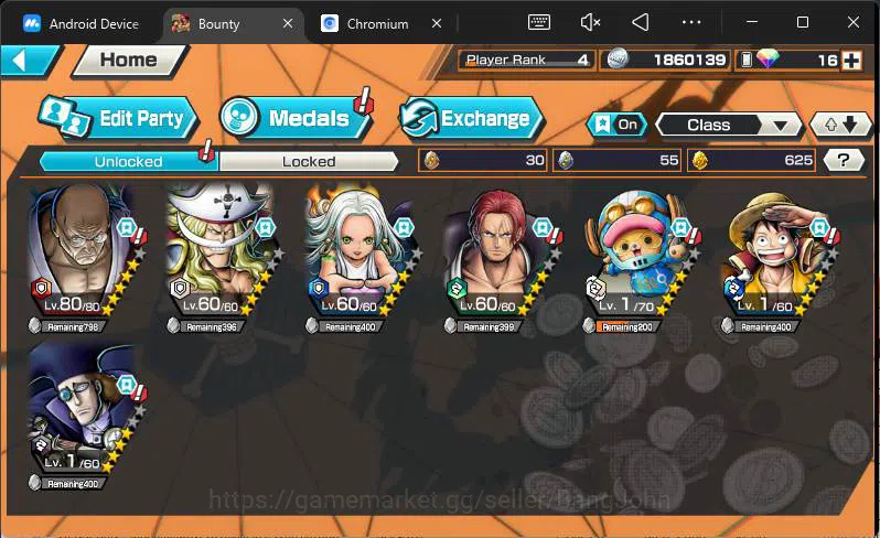 One Piece Bounty Rush Accounts GLOBAL| EX 5| PR 4|T5E Nusjuro,SS-Snake,FR Shanks, image 6