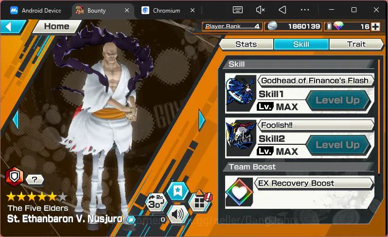 One Piece Bounty Rush Accounts GLOBAL| EX 5| PR 4|T5E Nusjuro,SS-Snake,FR Shanks, image 7