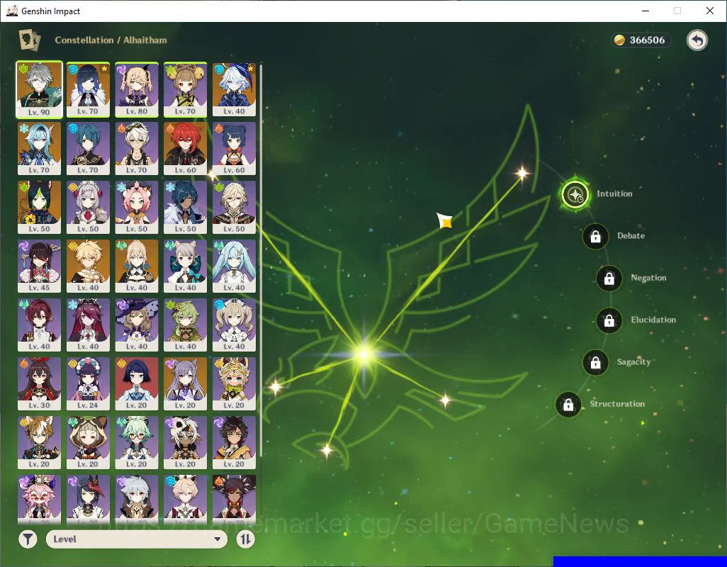 Genshin Impact Accounts Mid Game ASIA|AR 52|4 Limited +2(5*Weapon)|Alhaitham C1,Yelan,furina,Eula|Reoni On|MC Male|Take 3